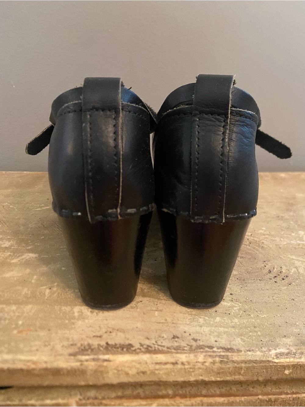 Women's Black Leather Swedish Clog Heels - made in sweden size 40 - Picture 4 of 8
